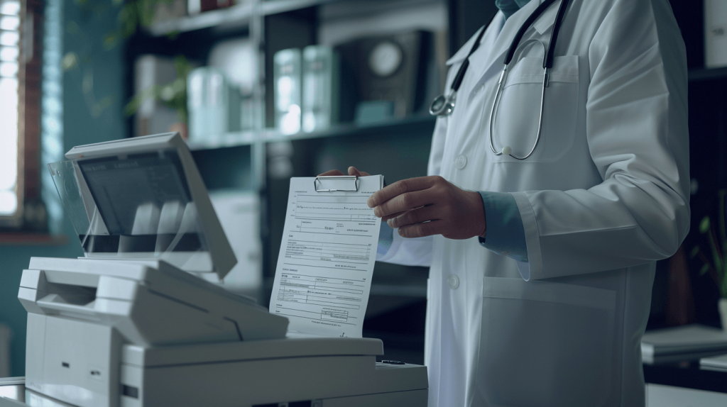 doctor sending a fax