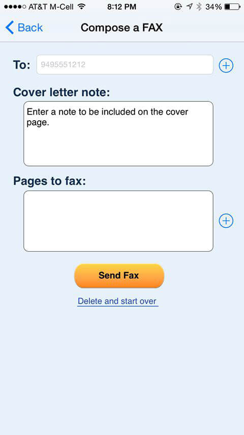 composing a fax with faxburner