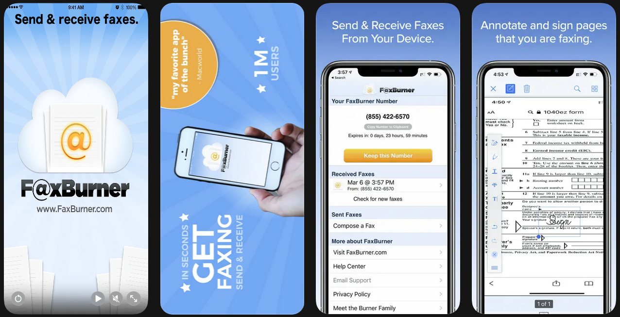 faxburner free ios fax app