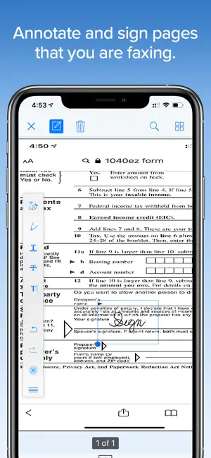 faxburner edit fax screen on mobile