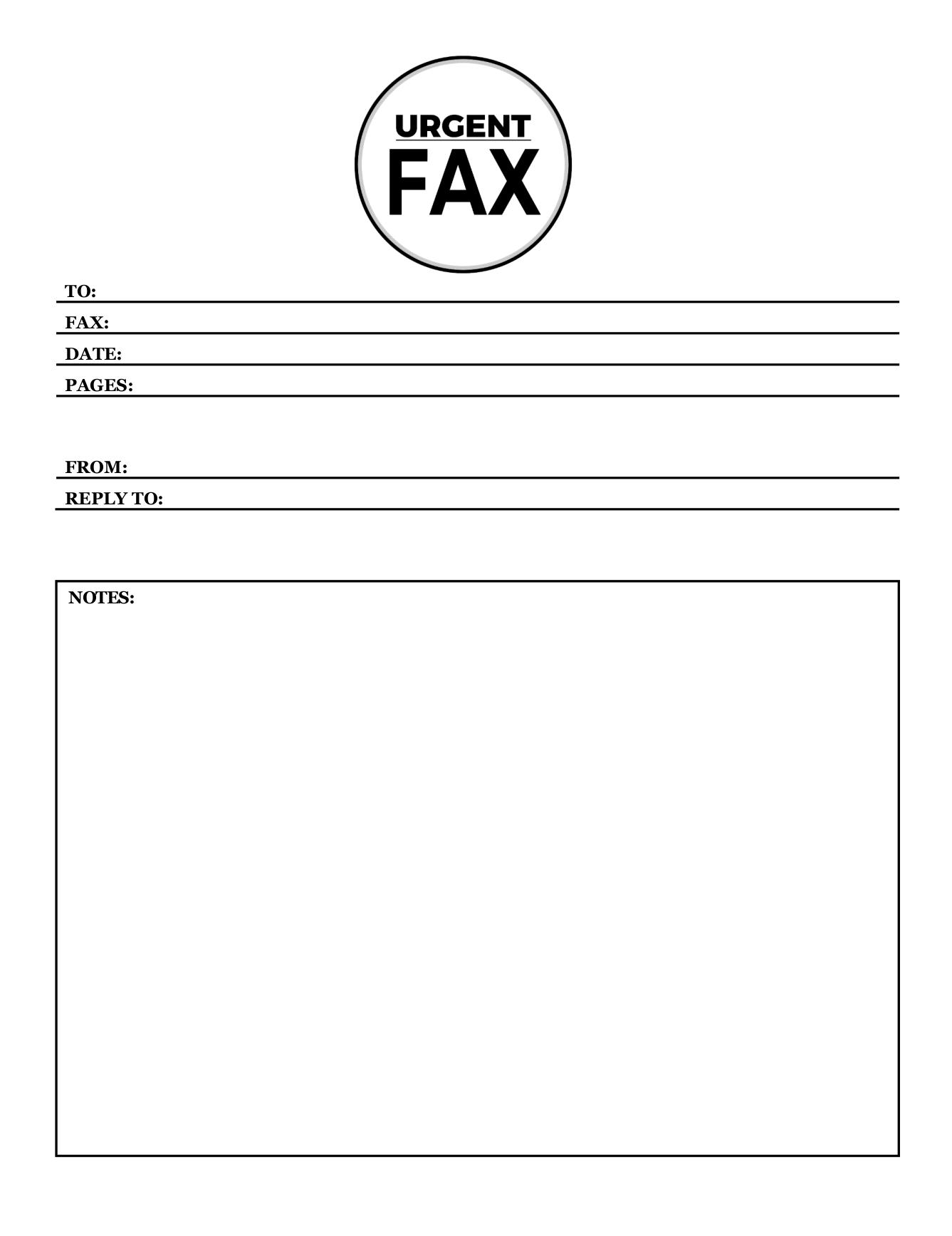 Urgent fax cover sheet with a round URGENT FAX badge and a notes box Urgent fax cover sheet with a round URGENT FAX badge and a notes box