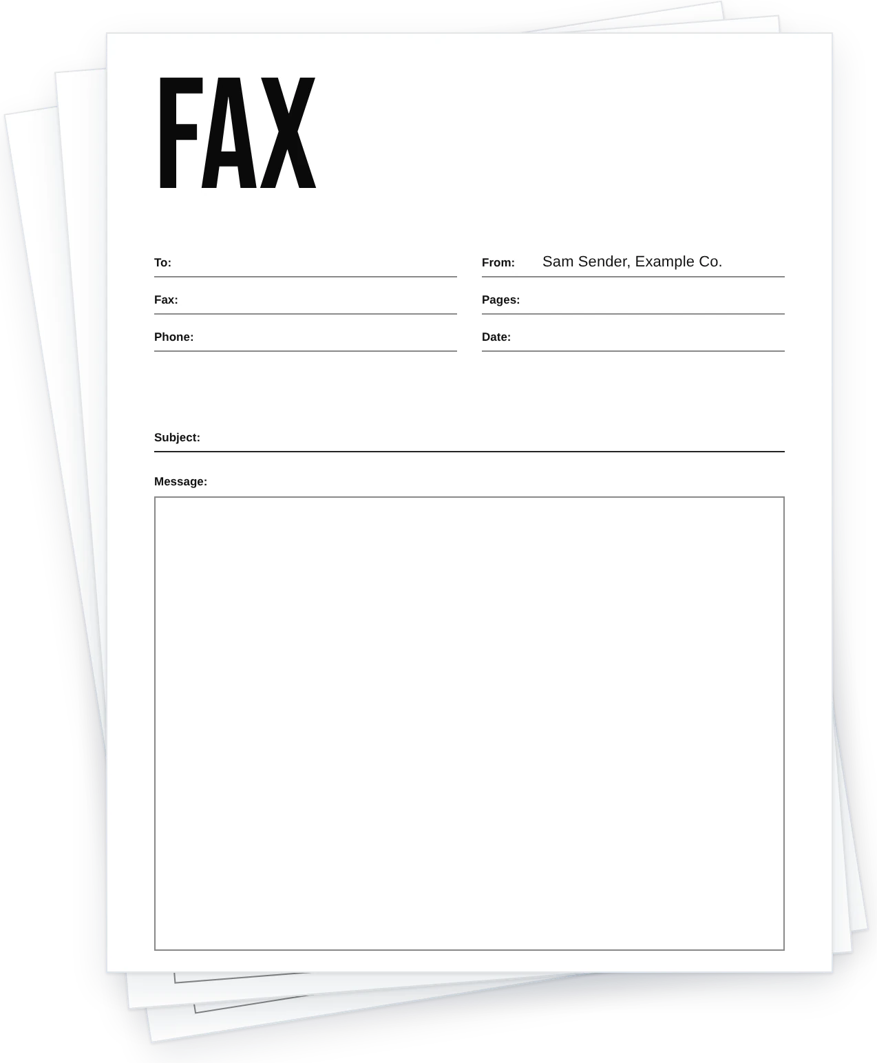 a stack of blank fax cover sheets