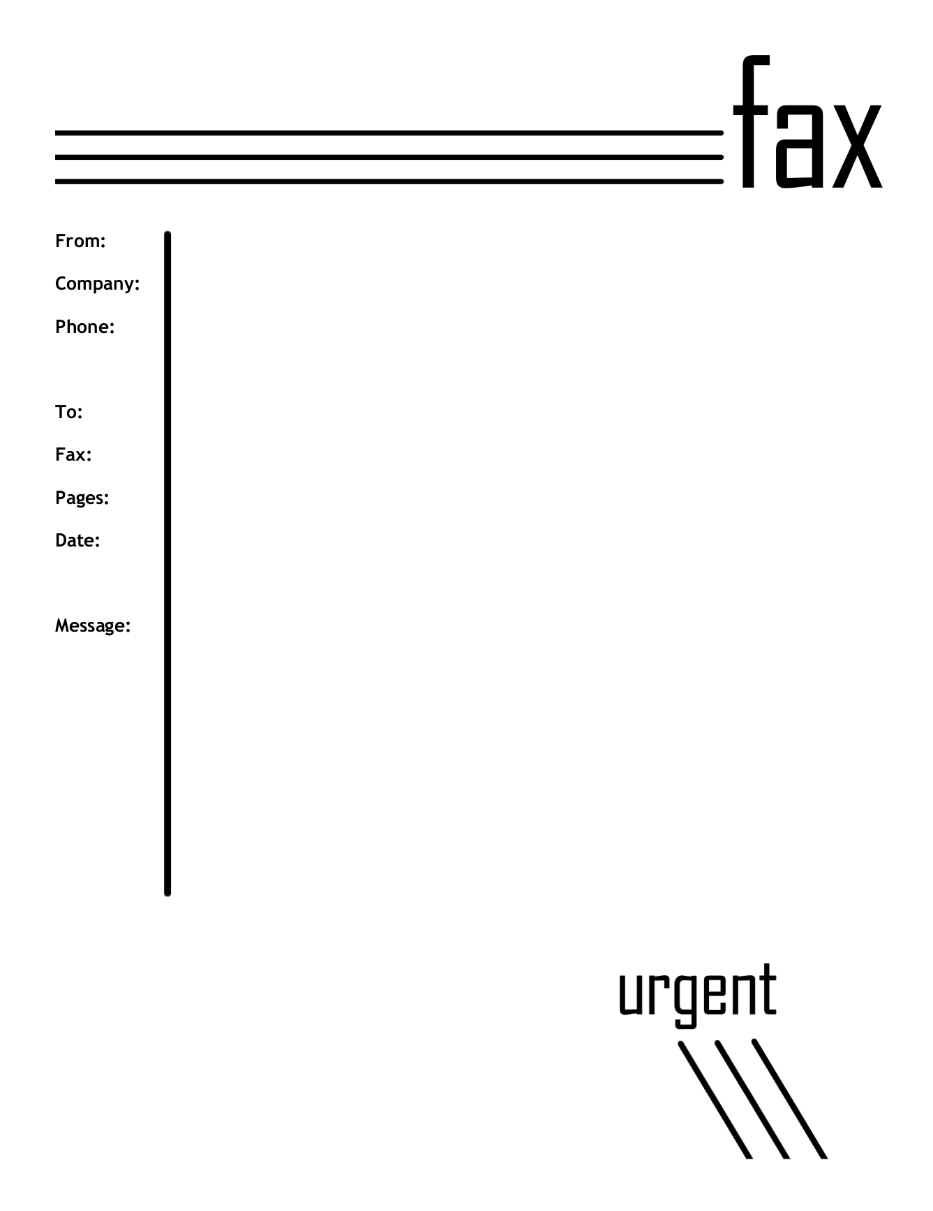 Urgent fax cover sheet with a vertical rule and an urgent label at the bottom Urgent fax cover sheet with a vertical rule and an urgent label at the bottom